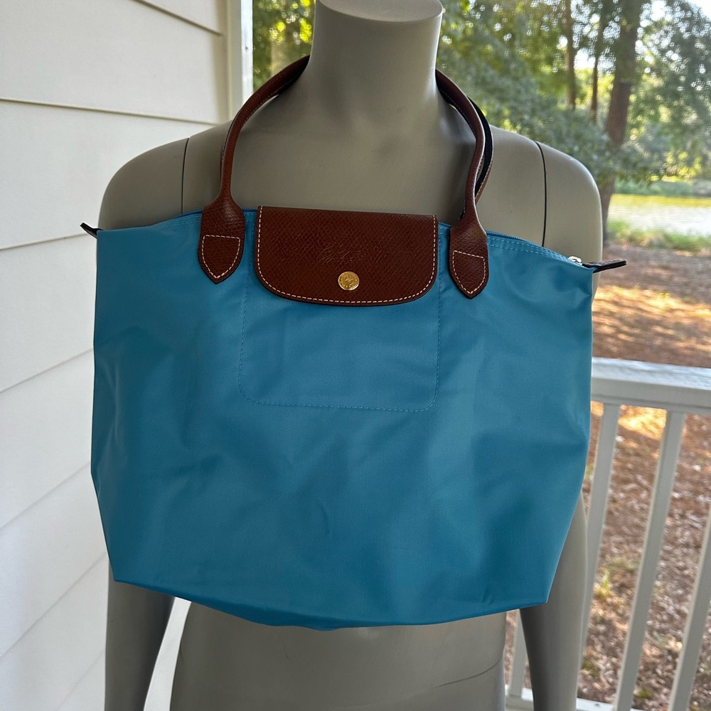 NEW Longchamp Le Pilage Sky Blue Nylon Tote